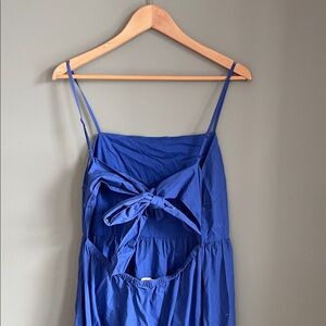Blue Sleeveless Dress with Bow Detail